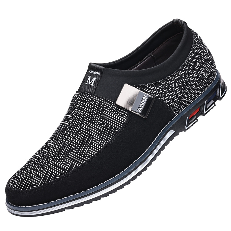 Férfi slip-on kültéri cipő pamut textile felsőrésszel, szabadidős stílus, puha talp.