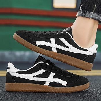 Ανδρικά παπούτσια σε κορεάτικο στυλ – στρογγυλή μύτη, επάνω από συνθετικό δέρμα, σόλα καουτσούκ, κλείσιμο με κορδόνια