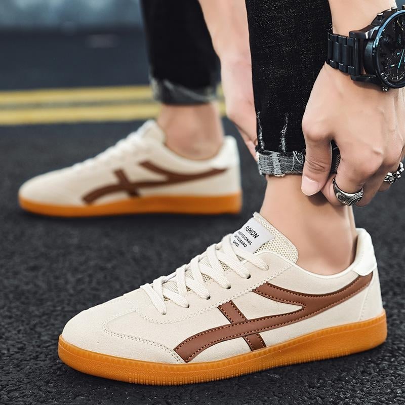 Muške tenisice u korejskom stilu – okrugli vrh, gornji dio od umjetne kože, gumeni potplat, vezivanje šnurkama