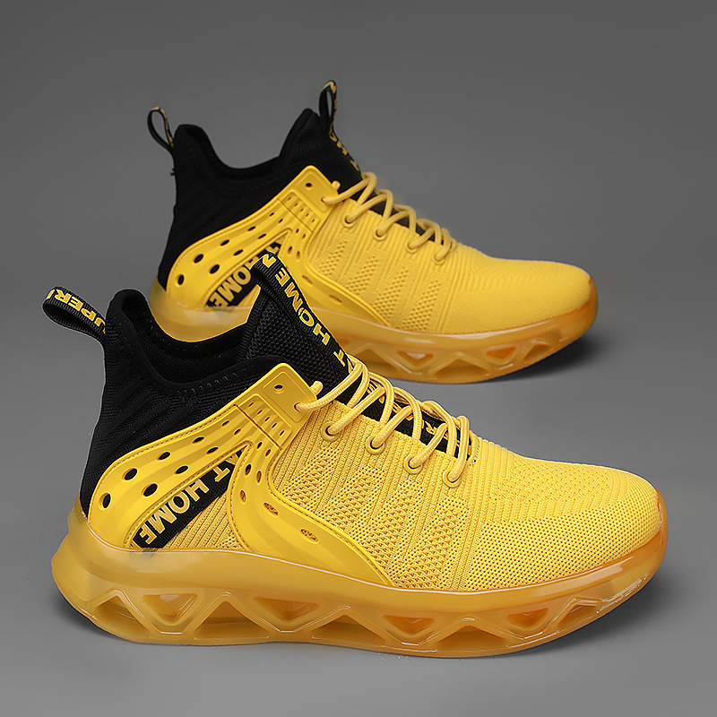 Ανδρικά αθλητικά παπούτσια Blade, αναπνεύσιμο επάνω μέρος από ύφασμα, ψηλό σχεδιασμό, καουτσούκ μεσαία σόλα και εξωτερική σόλα για το τρέξιμο