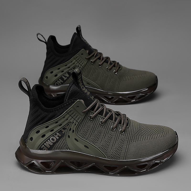 Ανδρικά αθλητικά παπούτσια Blade, αναπνεύσιμο επάνω μέρος από ύφασμα, ψηλό σχεδιασμό, καουτσούκ μεσαία σόλα και εξωτερική σόλα για το τρέξιμο