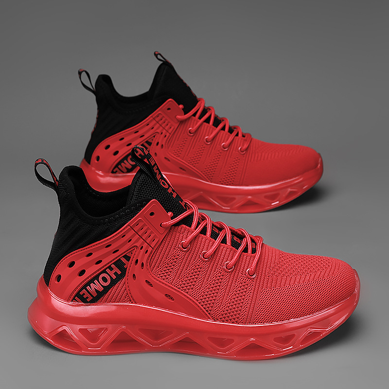 Ανδρικά αθλητικά παπούτσια Blade, αναπνεύσιμο επάνω μέρος από ύφασμα, ψηλό σχεδιασμό, καουτσούκ μεσαία σόλα και εξωτερική σόλα για το τρέξιμο