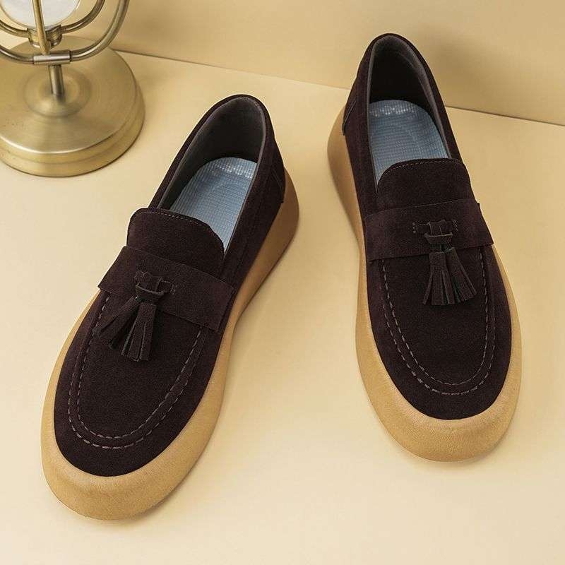 Férfi Slip-On Mokaszín cipő pamut felsőrésszel, gumírozott talppal, kerek orrú, fiatalos stílus 60 feletti férfiaknak