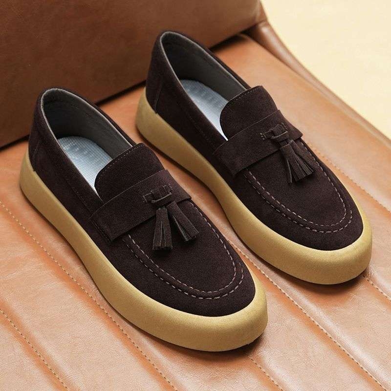 Férfi Slip-On Mokaszín cipő pamut felsőrésszel, gumírozott talppal, kerek orrú, fiatalos stílus 60 feletti férfiaknak