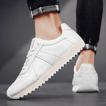 Pantofi sport casual pentru bărbați, talpă groasă, piele sintetică deasupra, talpă din cauciuc, închidere cu șireturi, profil redus