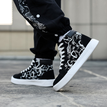 Unisex αθλητικά παπούτσια με γκράφιτι εκτύπωση, μεσαίου ύψους (3–7 cm), PU επάνω μέρος, EVA σόλα, κορδόνια, για όλες τις εποχές