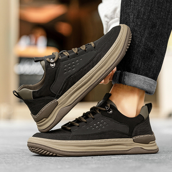 Férfi vászon sneaker – alacsony profilú, légáteresztő, mindennapi sportcipő, vastag talppal