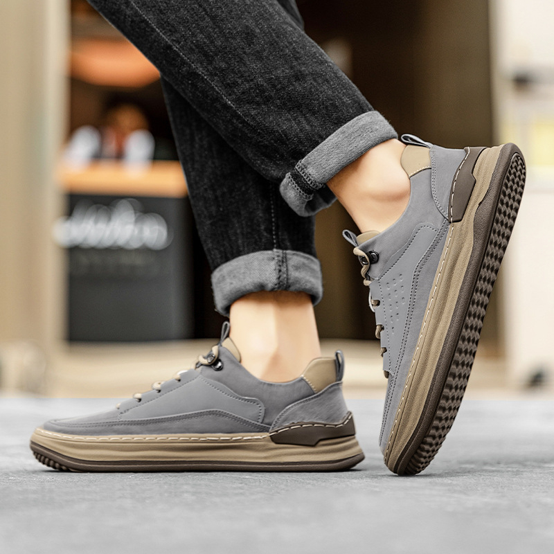 Férfi vászon sneaker – alacsony profilú, légáteresztő, mindennapi sportcipő, vastag talppal