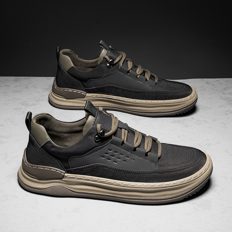 Férfi vászon sneaker – alacsony profilú, légáteresztő, mindennapi sportcipő, vastag talppal
