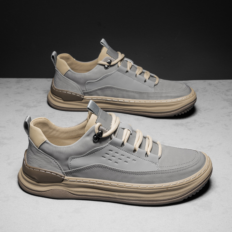 Férfi vászon sneaker – alacsony profilú, légáteresztő, mindennapi sportcipő, vastag talppal