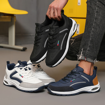 Ανδρικά casual αθλητικά παπούτσια, επάνω μέρος συνθετικό δέρμα/ σουέτ, παχιά αερομεταφερόμενη αντιολισθητική σόλα, EVA πάτος, καλοκαίρι, χαλαρό στυλ