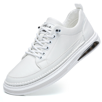 Casual ανδρικά sneakers: στρογυλή μύτη, διπλό επάνω από δέρμα αγελάδας, καουτσούκ σόλα, πάτος PU, κορδόνια