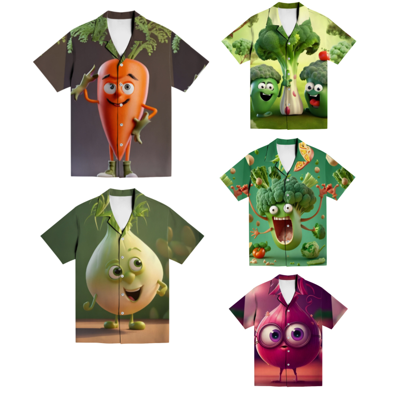 Мъжка риза с къс ръкав, свободен крой, полиестер 96%+, дигитален печат