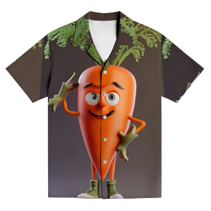 Мъжка риза с къс ръкав, свободен крой, полиестер 96%+, дигитален печат