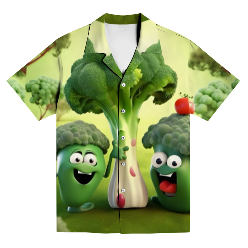 Мъжка риза с къс ръкав, свободен крой, полиестер 96%+, дигитален печат