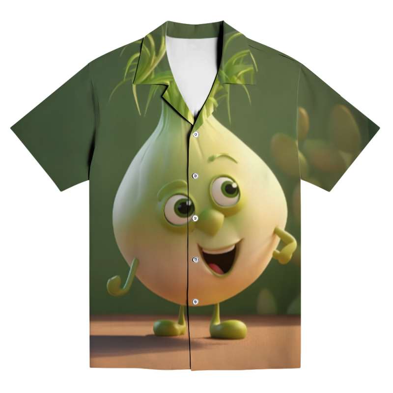 Мъжка риза с къс ръкав, свободен крой, полиестер 96%+, дигитален печат