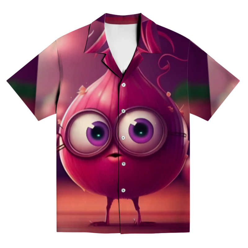 Мъжка риза с къс ръкав, свободен крой, полиестер 96%+, дигитален печат