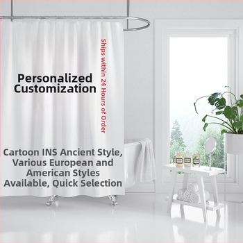 Κουρτίνα ντους - Μοντέρνος πολυεστέρας, Σχέδιο γάτας, Εκτύπωση λογότυπου, Προσαρμόσιμη