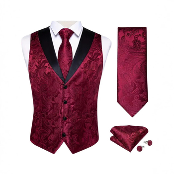 Vestă de bărbați Slim-Fit, cu nasturi pe două rânduri, jacquard, țesătură polyester