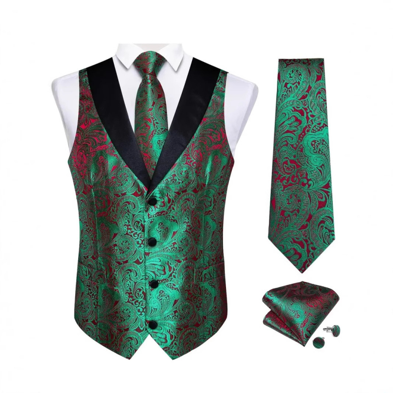 Vestă de bărbați Slim-Fit, cu nasturi pe două rânduri, jacquard, țesătură polyester