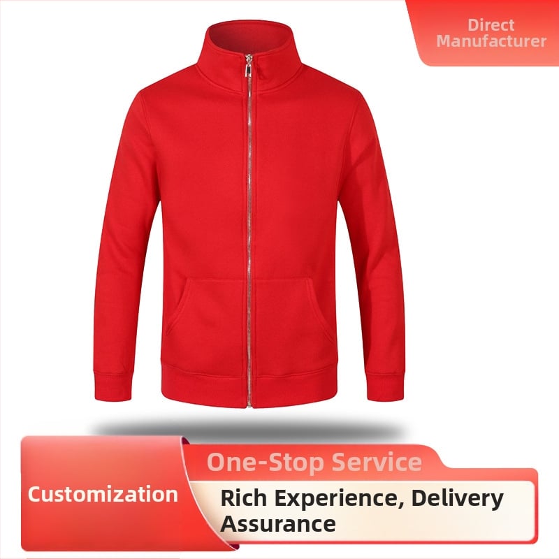 Unisex φθινοπωρινό φλίς με φερμουάρ και σταθερό κολάριο, βαμβακερό ύφασμα 90%