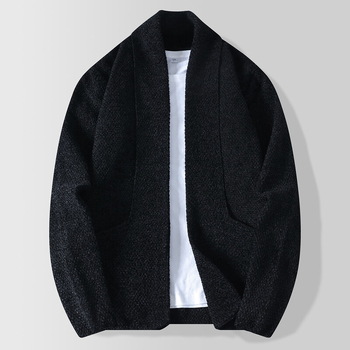 Muški kardigan, V-izrez, dugi rukav, mješavina poliestera 50%, ravni kroj