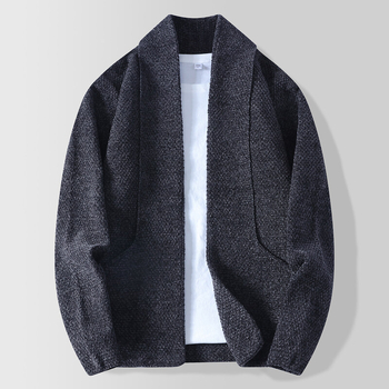 Мъжки кардиган, V‑образно деколте, дълги ръкави, полиестрова смес 50%, прав силует