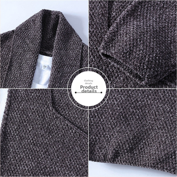 Мъжки кардиган, V‑образно деколте, дълги ръкави, полиестрова смес 50%, прав силует