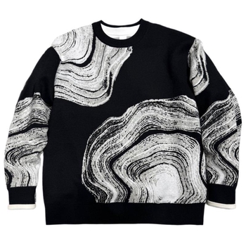 Пуловер с жакардова плетка, кръгло деколте, дълги ръкави, тясно прилепващ модел, машинно пране