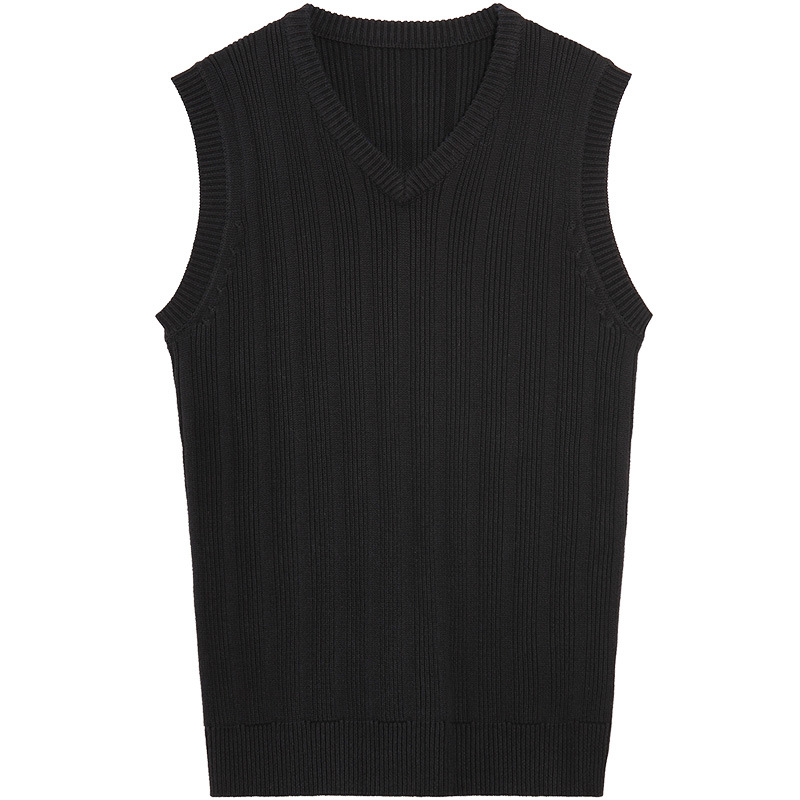 Ανδρικό πλεκτό γιλέκο χωρίς μανίκια με V-λαιμό, στενή γραμμή, 100% βαμβάκι, φθινόπωρο