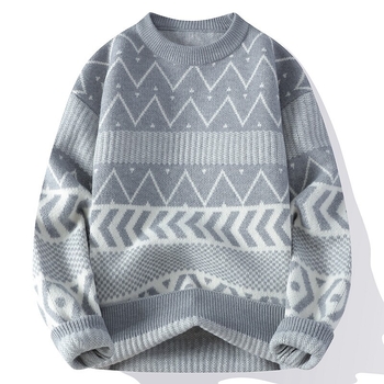 Свитер - корейски стил, свободен силует, кръгло деколте, дебел трикотаж, 100% вискоза