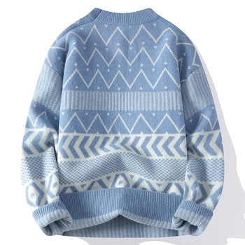 Свитер - корейски стил, свободен силует, кръгло деколте, дебел трикотаж, 100% вискоза