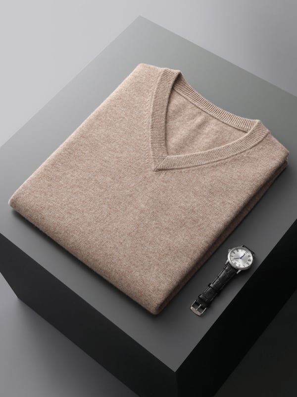 Ανδρικό γιλέκο από 100% μαλλί, πλεκτό, χωρίς μανίκια, άνετη εφαρμογή, V-λαιμός