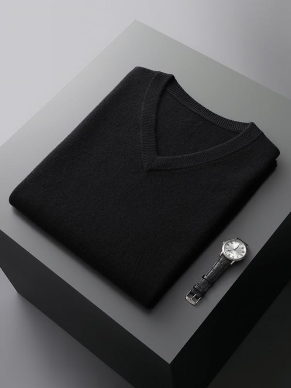 Ανδρικό γιλέκο από 100% μαλλί, πλεκτό, χωρίς μανίκια, άνετη εφαρμογή, V-λαιμός