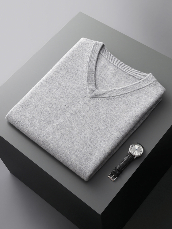 Ανδρικό γιλέκο από 100% μαλλί, πλεκτό, χωρίς μανίκια, άνετη εφαρμογή, V-λαιμός