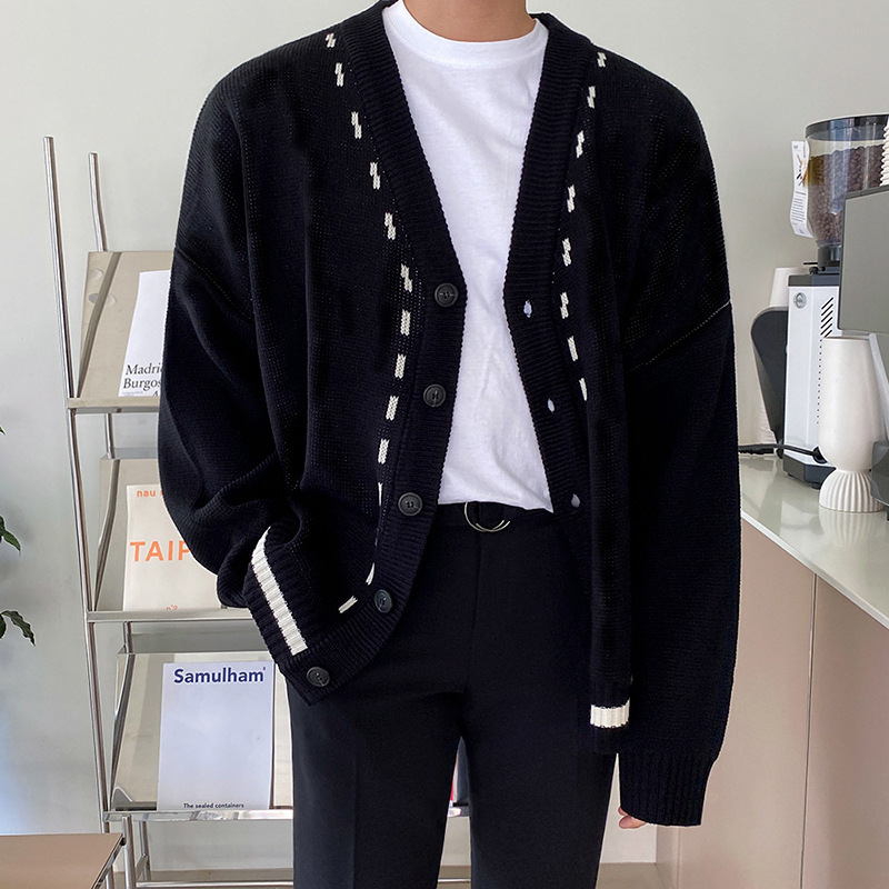 MYQ kardigan džemper za muškarce – proljetno-jesenski model, širok kroj, korejski stil mode, par džemper