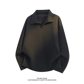 Džemper/fleks džemper s ovratnikom lapel, Jacquard pletenina, prugasti uzorak, širok kroj, dugi rukavi