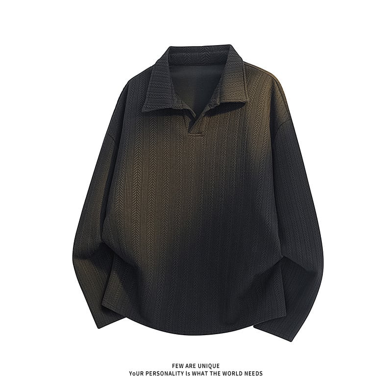 Džemper/fleks džemper s ovratnikom lapel, Jacquard pletenina, prugasti uzorak, širok kroj, dugi rukavi