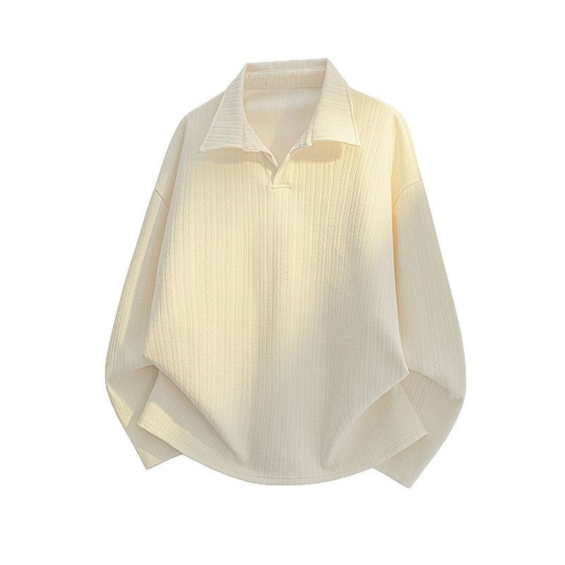 Džemper/fleks džemper s ovratnikom lapel, Jacquard pletenina, prugasti uzorak, širok kroj, dugi rukavi
