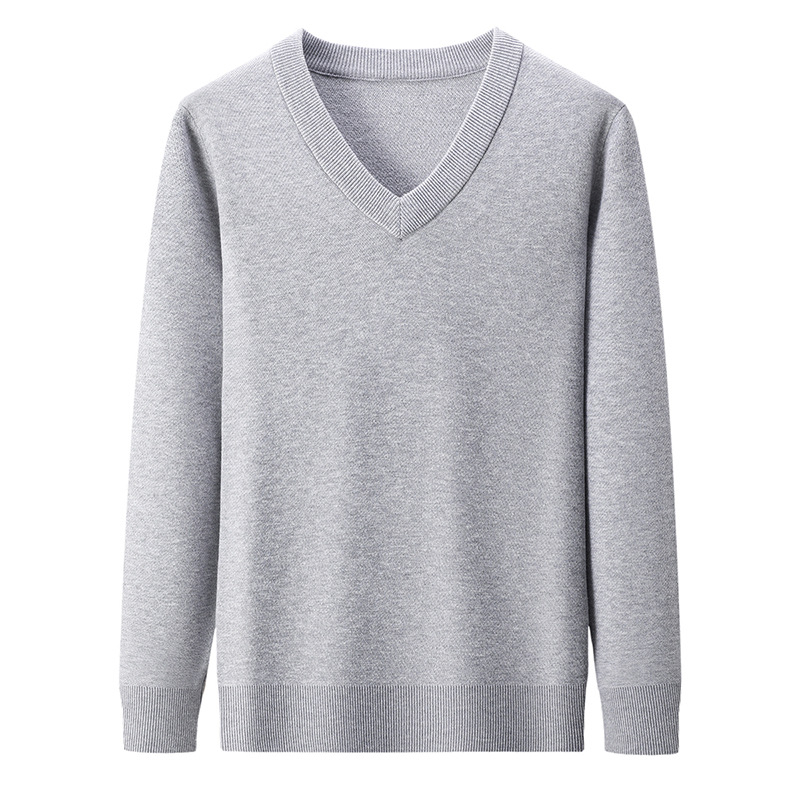 Ανδρικό πουλόβερ μαλλιού με V-λαιμό, παχύ πλέξιμο, μαλλί 30–35% με ακρυλικό, στενή γραμμή, μεσαίο μήκος 65–80 εκ