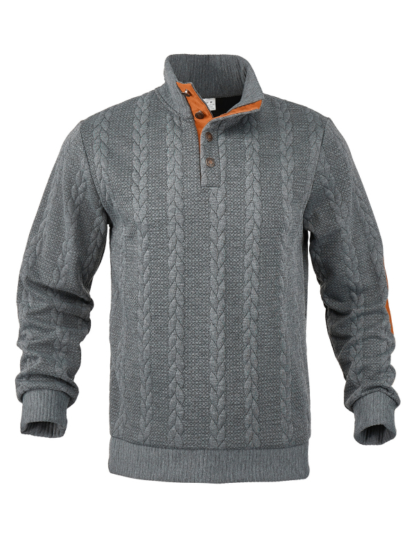 Džemper sa stojećim ovratnikom, prednje kopčanje, jacquard uzorak, poliester 95% smjesa, dugi rukavi