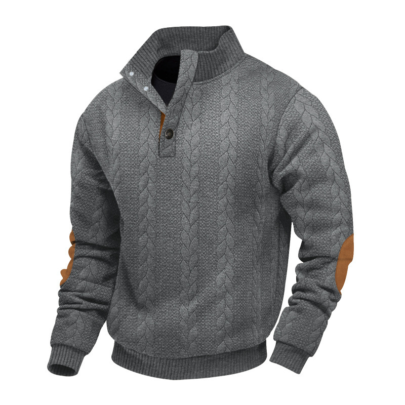 Džemper sa stojećim ovratnikom, prednje kopčanje, jacquard uzorak, poliester 95% smjesa, dugi rukavi