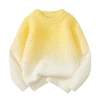 Παιδικό πουλόβερ: διαβαθμισμένο βελούδο μίνκ, παχύ πλέξιμο, στρογγυλό λαιμό, μακριά μανίκια, μοτίβο με πουά (8+ ετών, χειμώνας/φθινόπωρο)