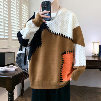 Мъжки суитър: кръгла яка, дълги ръкави, свободен силует, кант с ребра; модал материал; есен 2024