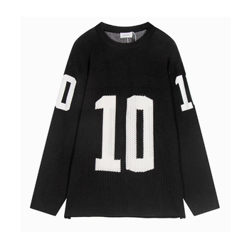 Пуловер със свободна кройка, кръгло деколте, дупчеста плетка, дълги ръкави, 95% памук, висок стрийт стил, за тийнейджъри през есента