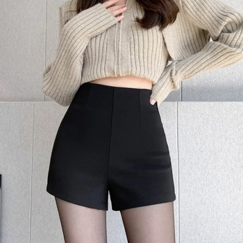 Дамски шорти с висока талия, А-образна кройка, градски стил, 95% полиестер, есен 2024