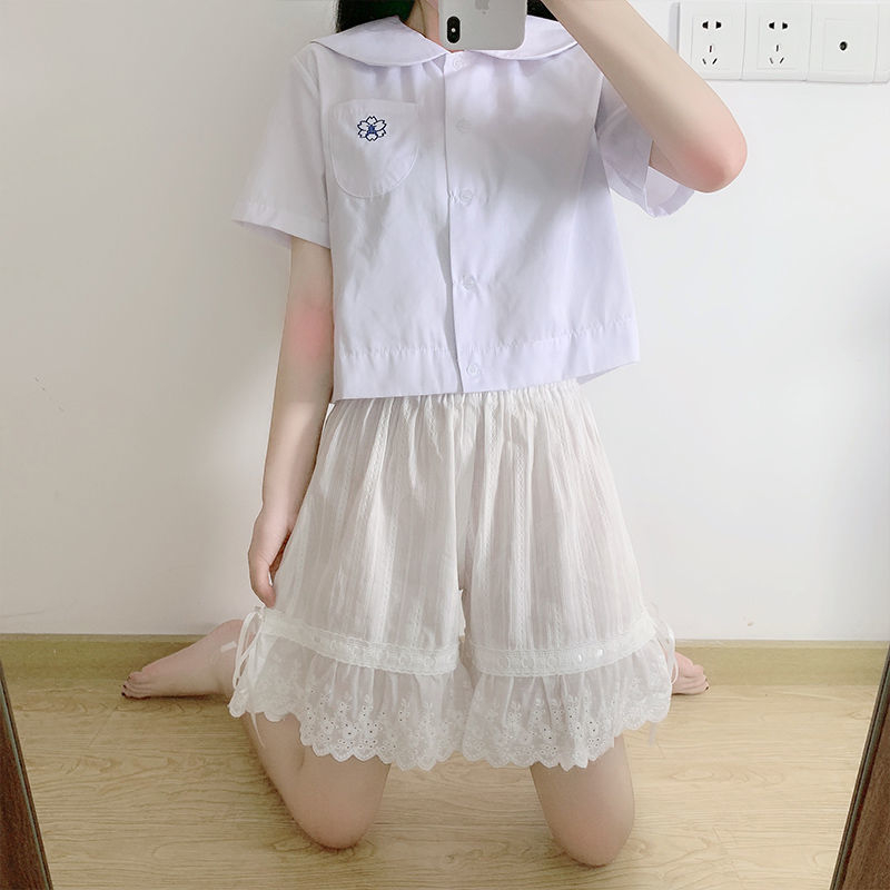 Șorturi de damă din bumbac pentru sub fustă JK, talie înaltă, opace, pentru adolescente 13–18