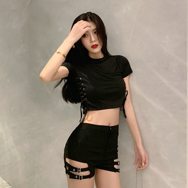 Къси панталони с висока талия, еластични, полиестер, микроеластичност, японско-корейски стил свободно облекло (Есен 2024)