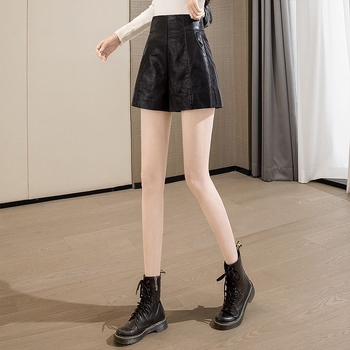 Γυναικείοι PU δερμάτινοι παντελόνες με ψηλή μέση, Α-γραμμή, ύφασμα πολυεστερικού ινώματος, μέτριο πάχος, περιεκτικότητα 50-70%, Άνοιξη 2024