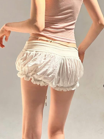 Шорти в Bud стил с принт, връзки и плисиране, нисък талия, дължина три четвърти, полиестер 95%+